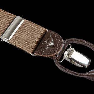 Albert Thurston Braces | Gold Nylon Brown Leather 35Mm Braces