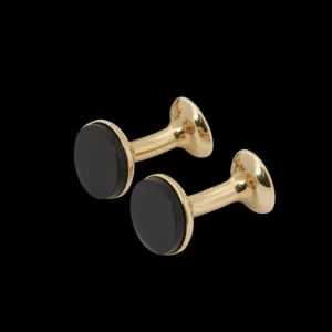 Codis Maya Jewellery | Gold Plated Onyx Bow Cufflinks