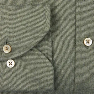 Stenströms Shirts | Grass Green Cotton Flannel Fitted Body Bd Shirt
