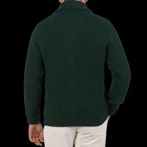 William Lockie Knitwear | Green Astra Lambswool Shawl Collar Cardigan