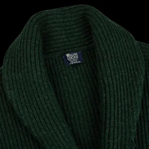 William Lockie Knitwear | Green Astra Lambswool Shawl Collar Cardigan