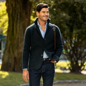 Maurizio Baldassari Knitwear | Green Blue Zegna Baruffa Wool Brenta Jacket