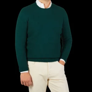 Drumohr Sweaters | Green Brushed Lambswool Crew Neck Sweater