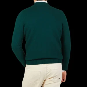 Drumohr Knitwear | Green Brushed Lambswool Crew Neck Sweater