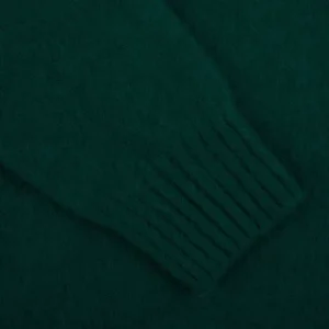Drumohr Knitwear | Green Brushed Lambswool Crew Neck Sweater