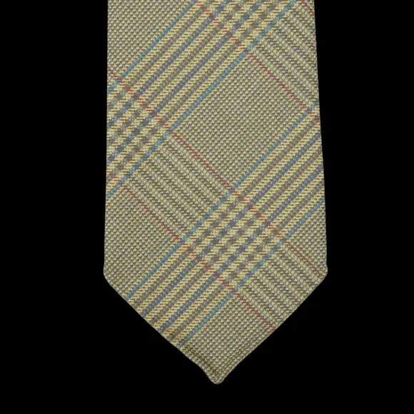 Dreaming Of Monday Ties | Green Checked 7-Fold Vintage French Wool Tie