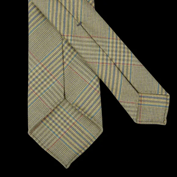 Dreaming Of Monday Ties | Green Checked 7-Fold Vintage French Wool Tie