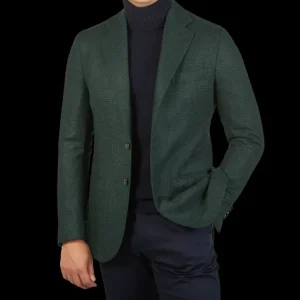 De Petrillo Blazers | Green Checked Wool Flannel Napoli Blazer