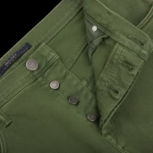 Incotex Jeans | Green Cotton Stretch Five Pocket Jeans