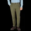 Incotex Trousers | Green Cotton Stretch Pleated Chinos