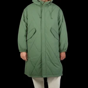 Universal Works Outerwear | Green Diamond Quilted Nylon Parka