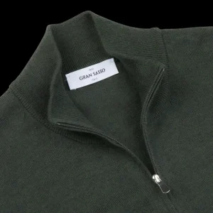 Gran Sasso Knitwear | Green Extrafine Merino Wool Zip Cardigan