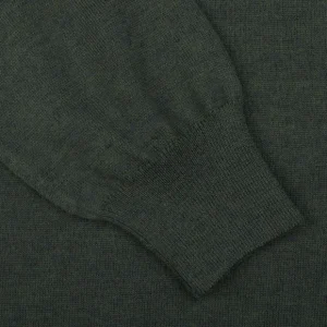 Gran Sasso Cardigans | Green Extrafine Merino Wool Zip Cardigan