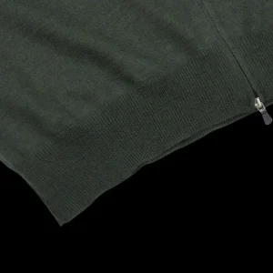 Gran Sasso Cardigans | Green Extrafine Merino Wool Zip Cardigan