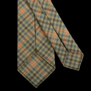 Dreaming Of Monday Ties | Green Guarded Gunclub Checked 7-Fold Wool Tie