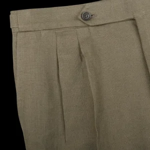 De Petrillo Trousers | Green Irish Linen Modello B Trousers