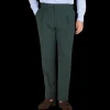 Baltzar Sartorial Suits | Green Melange Wool Linen Pleated Trousers