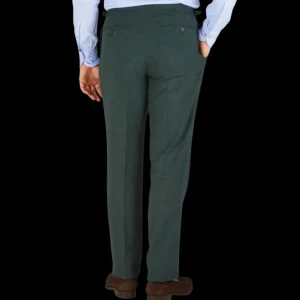 Baltzar Sartorial Suits | Green Melange Wool Linen Pleated Trousers