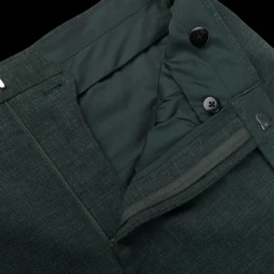 Baltzar Sartorial Suits | Green Melange Wool Linen Pleated Trousers