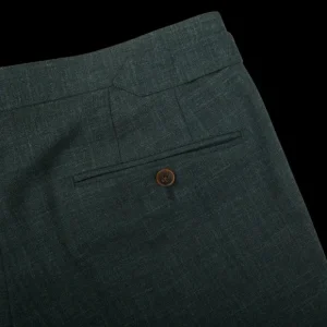 Baltzar Sartorial Suits | Green Melange Wool Linen Pleated Trousers