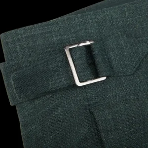 Baltzar Sartorial Suits | Green Melange Wool Linen Pleated Trousers