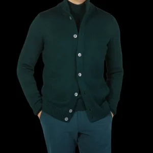 Gran Sasso Knitwear | Green Merino Wool Button Cardigan