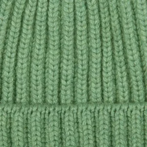 William Lockie Beanies | Green Mix Cashmere Ribbed Beanie