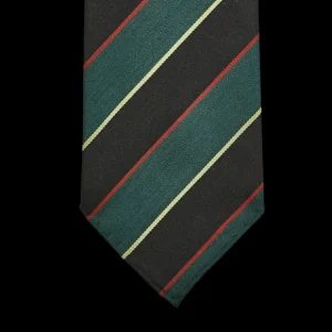 Dreaming Of Monday Ties | Green Regimental Multi-Striped 7-Fold Wool Tie