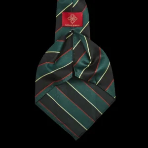 Dreaming Of Monday Ties | Green Regimental Multi-Striped 7-Fold Wool Tie