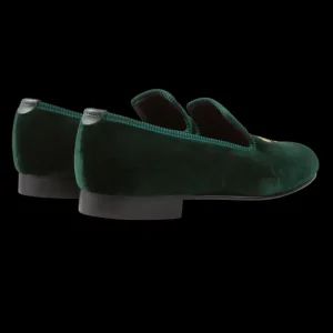 Bowhill Elliott Slippers | Green Velvet Feathers Albert Slippers