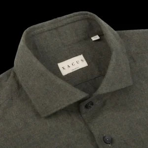 Xacus Shirts | Green Washed Cotton Flannel Casual Shirt