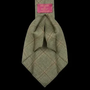 Dreaming Of Monday Ties | Green Windowpane 7-Fold French Linen Tie