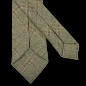 Dreaming Of Monday Ties | Green Windowpane 7-Fold French Linen Tie