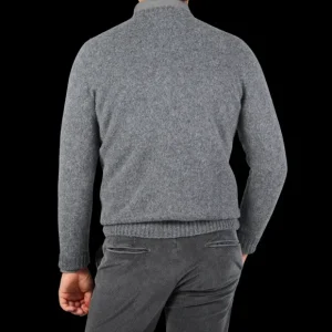 Drumohr Sweaters | Grey Brushed Lambswool Crew Neck Sweater