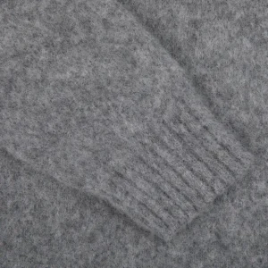 Drumohr Sweaters | Grey Brushed Lambswool Crew Neck Sweater