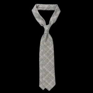 Dreaming Of Monday Ties | Grey Checked 7-Fold Vintage Wool Flannel Tie
