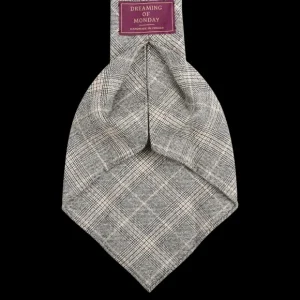 Dreaming Of Monday Ties | Grey Checked 7-Fold Vintage Wool Flannel Tie