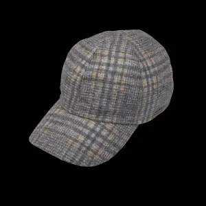 Wigéns Hats | Grey Checked Wool Alpaca Baseball Cap