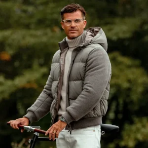 Maurizio Baldassari Outerwear | Grey Felted Cashmere Bomber Jacket