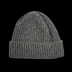 William Lockie Beanies | Grey Geelong Lambswool Ribbed Beanie