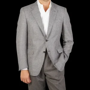 Canali Blazers | Grey Houndstooth Wool Drop 6 Blazer