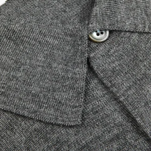 Mauro Ottaviani Polo Shirts | Grey Melange 16 Gauge Merino Wool Polo Shirt