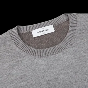 Gran Sasso Sweaters | Grey Melange Bicolour Merino Wool Crewneck