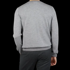 Gran Sasso Knitwear | Grey Melange Bicolour Merino Wool Crewneck