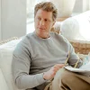 Sunspel Sweaters | Grey Melange Cotton Loopback Sweatshirt