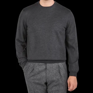 Gran Sasso Knitwear | Grey Melange Extra Fine Merino Crew Neck