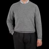 Alan Paine Sweaters | Grey Melange Lambswool Crew Neck