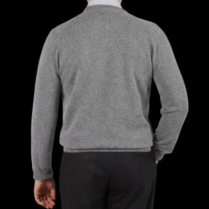 Alan Paine Knitwear | Grey Melange Lambswool Crew Neck