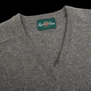 Alan Paine Knitwear | Grey Melange Lambswool V-Neck