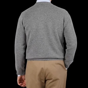 Alan Paine Knitwear | Grey Melange Lambswool V-Neck